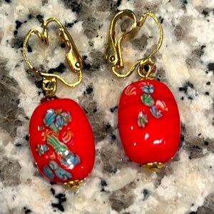 Murano vintage red glass earrings